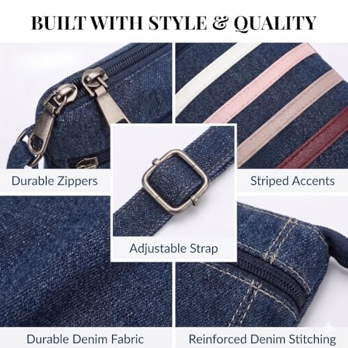 b4bags Denim Sling Bag for Women | Compact Crossbody Mobile Purse for Ladies with Adjustable Strap & Multiple Compartments | Phone Wallet for Daily Use | Gift for Girls - Image 5