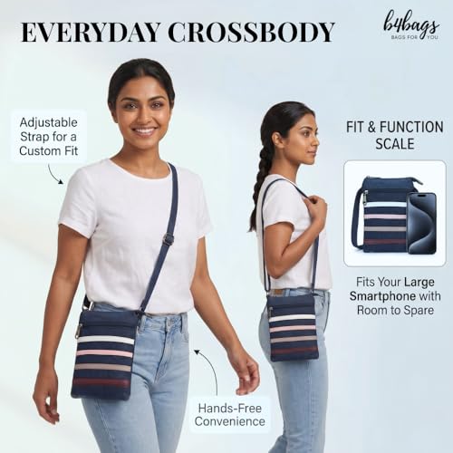 b4bags Denim Sling Bag for Women | Compact Crossbody Mobile Purse for Ladies with Adjustable Strap & Multiple Compartments | Phone Wallet for Daily Use | Gift for Girls - Image 2