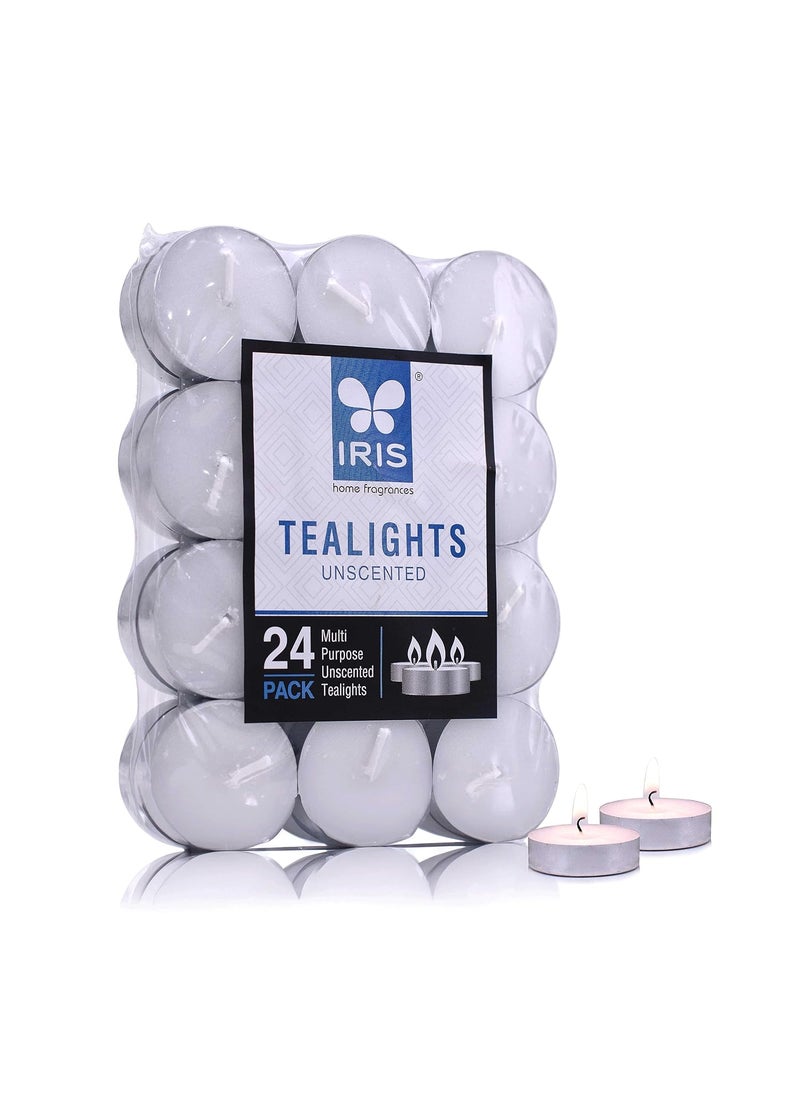 IRIS IRIS Wax New Set Of Unscented 24 Tea Lights In A Uniformed Pack Of 9Gm Each  - Image 1