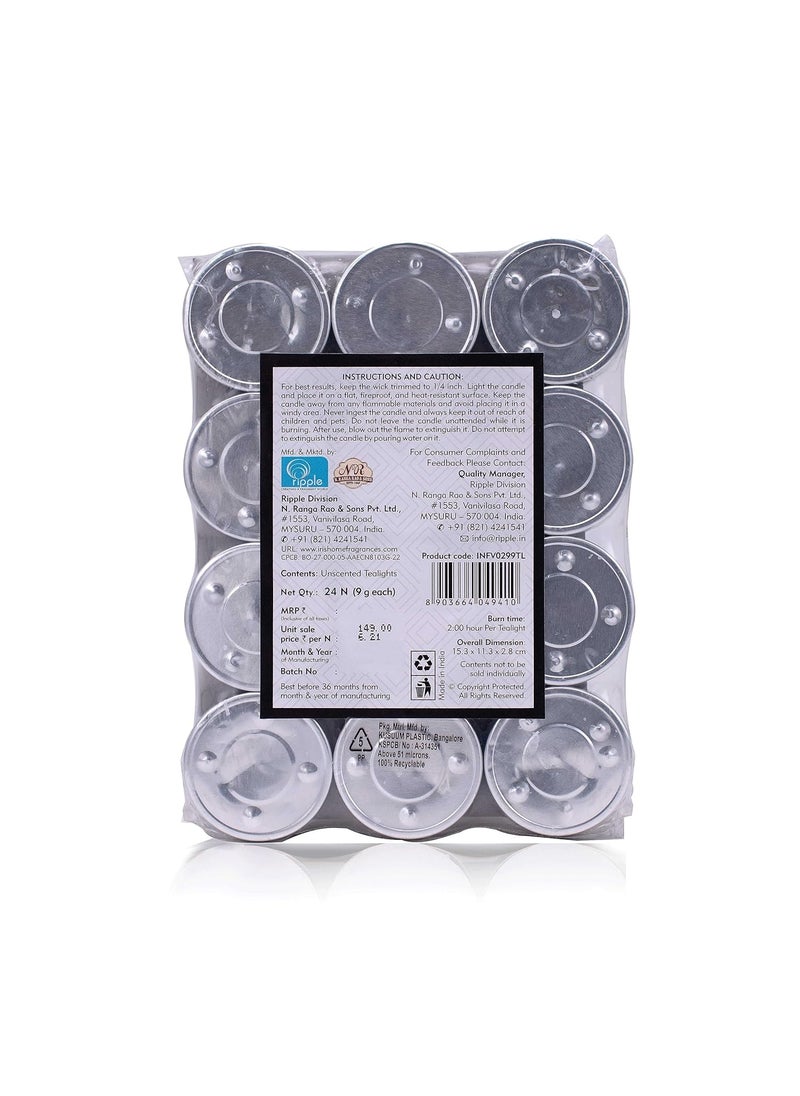 IRIS IRIS Wax New Set Of Unscented 24 Tea Lights In A Uniformed Pack Of 9Gm Each  - Image 4