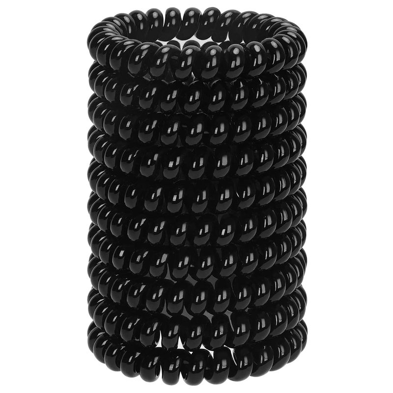 JessLab JessLab Spiral Hair Ties, 10 Pcs Traceless Phone Cord Hair Ties Plastic Coil Hair Ties Ponytail Holders No-Damage Hair Accessory for Girls Women Ladies, Color Assorted, Set 29 