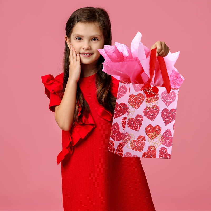 TaoBary 12 Pieces Valentine Gift Bags with Tissue Paper and Heart Shaped Tags Valentine Day Handles Bags Small Valentines Paper Love Goodie Bag for Valentine's Day Party Favors Gift Wrapping - Image 3