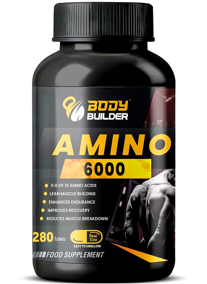 Body Builder Amino 280 Tablets 6000 Mg Lean Muscle Building Enhances Endurance 