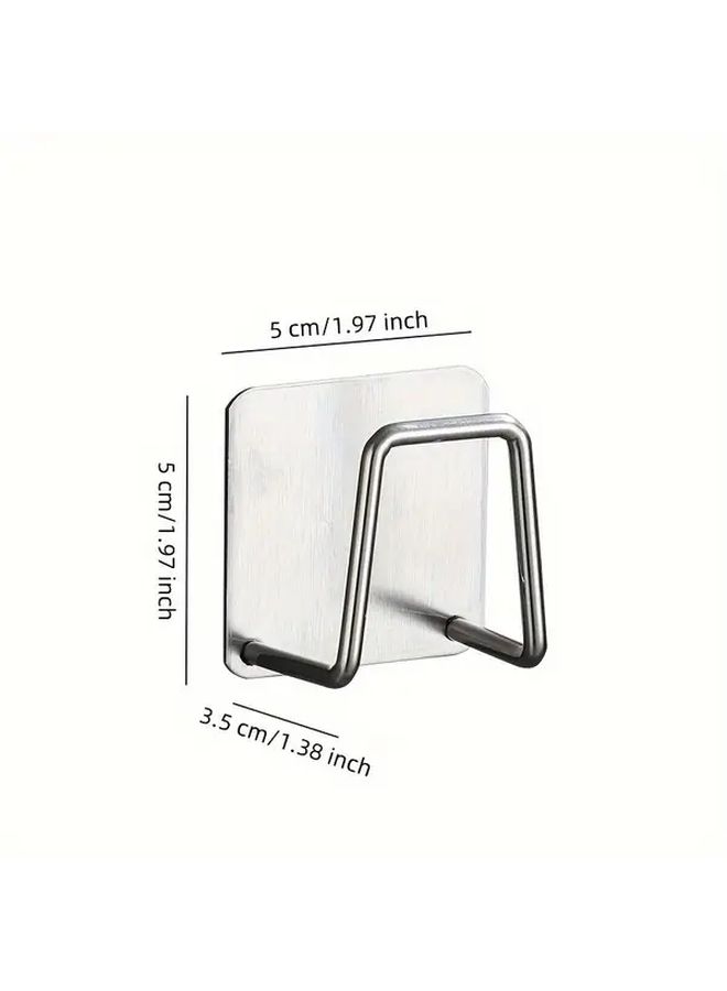 6 Pcs Black Stainless Steel Self Adhesive Kitchen Hooks Waterproof Space Saving Wall Mount - Image 3