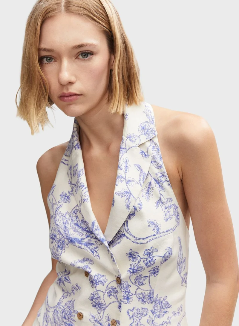 MANGO Printed Button Detail Coat