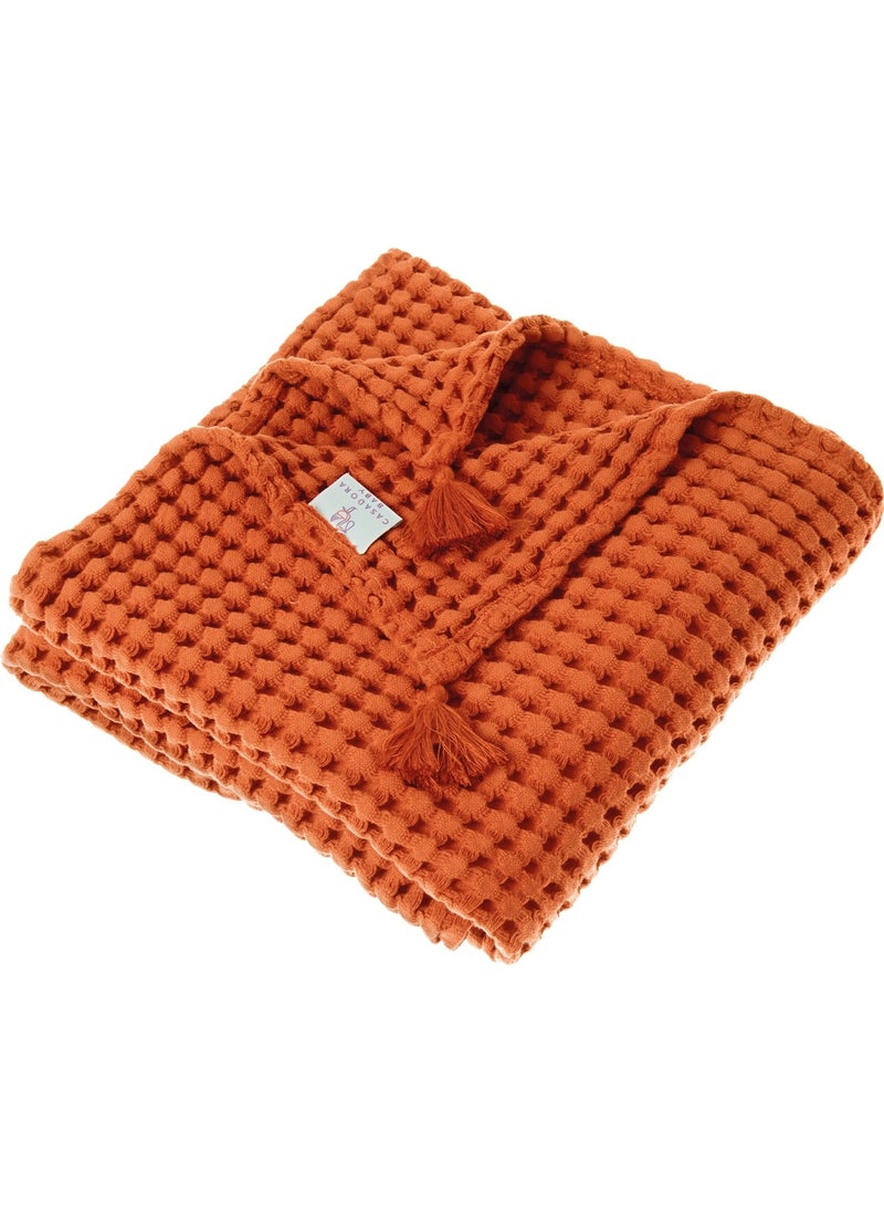 Casadora Baby 100% Cotton Baby Thick Waffle Blanket - Orange  - Image 1
