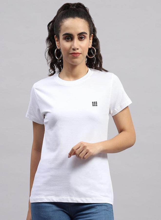 Rock.it Rock.it Women White Solid Round Neck Short Sleeve Top  - Image 1
