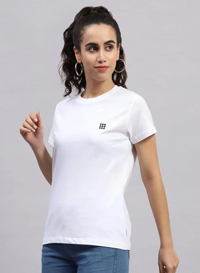 Rock.it Rock.it Women White Solid Round Neck Short Sleeve Top