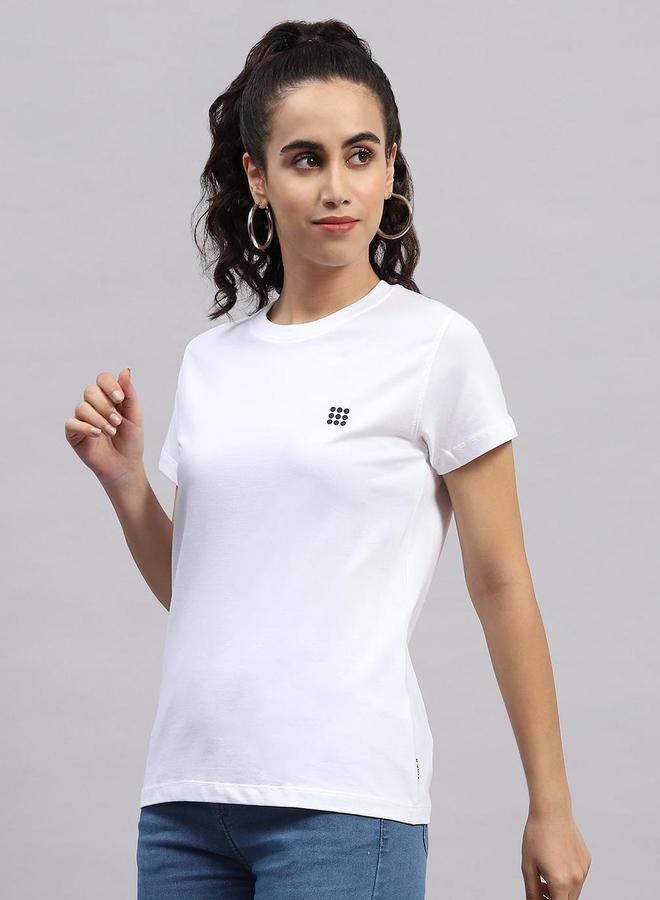 Rock.it Rock.it Women White Solid Round Neck Short Sleeve Top  - Image 2