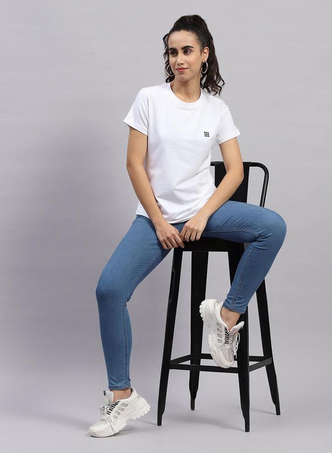 Rock.it Rock.it Women White Solid Round Neck Short Sleeve Top  - Image 5