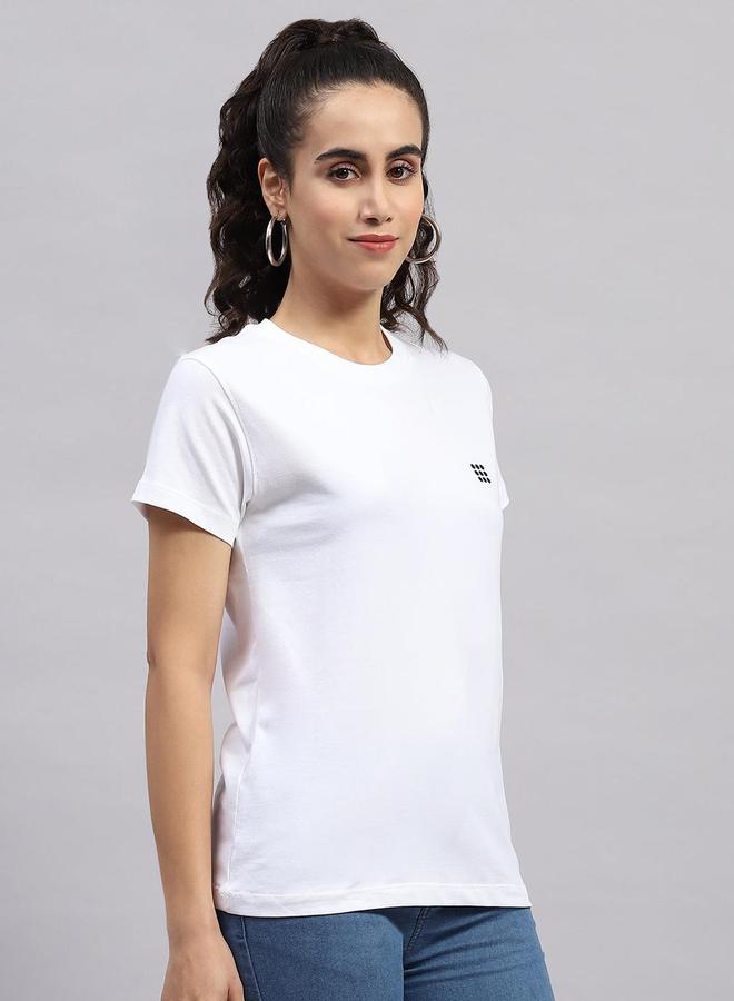 Rock.it Rock.it Women White Solid Round Neck Short Sleeve Top  - Image 3