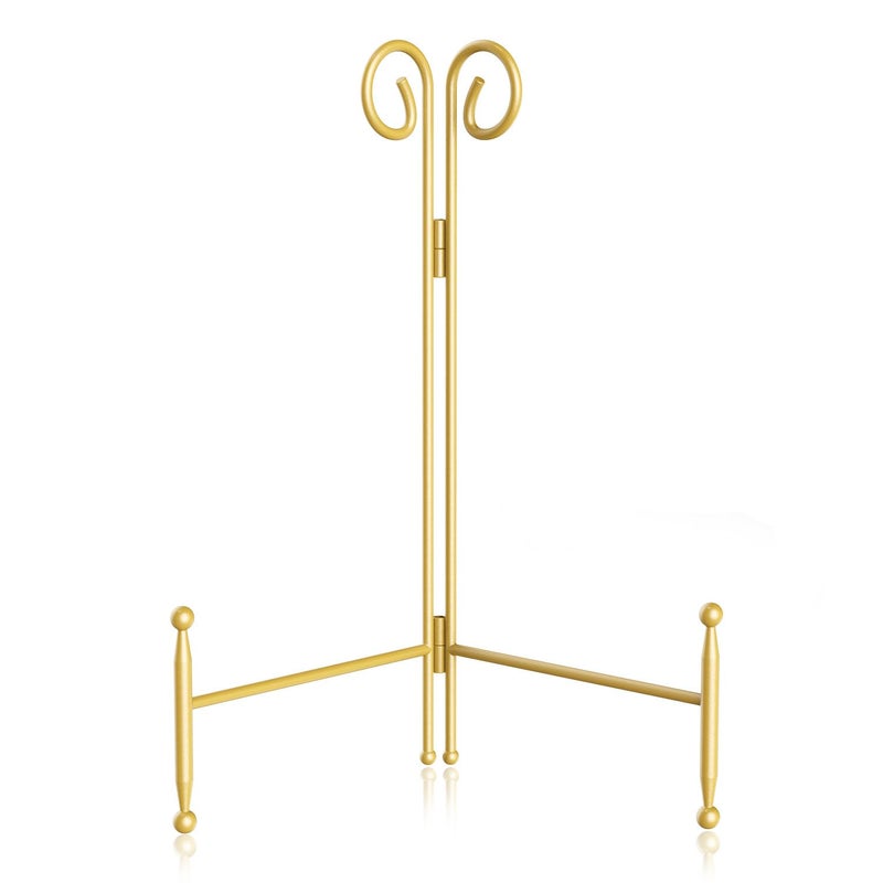 SVENJBB Plate Stand and Holder Display Stand 12 Inch, Gold Iron Picture Frame Stand for Display, Collapsible and Portable Easel Stand for Table (1 Pack) - Image 1