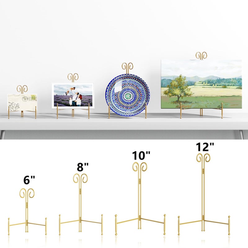 SVENJBB Plate Stand and Holder Display Stand 12 Inch, Gold Iron Picture Frame Stand for Display, Collapsible and Portable Easel Stand for Table (1 Pack) - Image 2