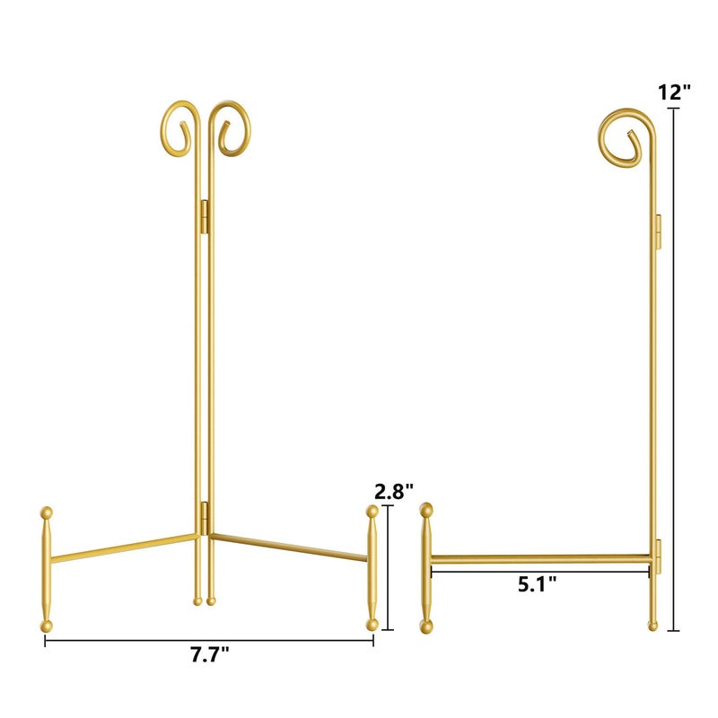 SVENJBB Plate Stand and Holder Display Stand 12 Inch, Gold Iron Picture Frame Stand for Display, Collapsible and Portable Easel Stand for Table (1 Pack) - Image 5