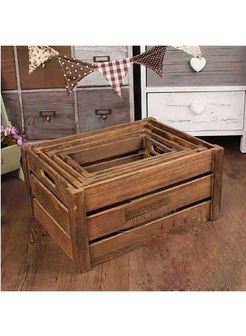 FFD Wooden Storage Box With Handles Wooden Creates (4pcs set) - Image 3