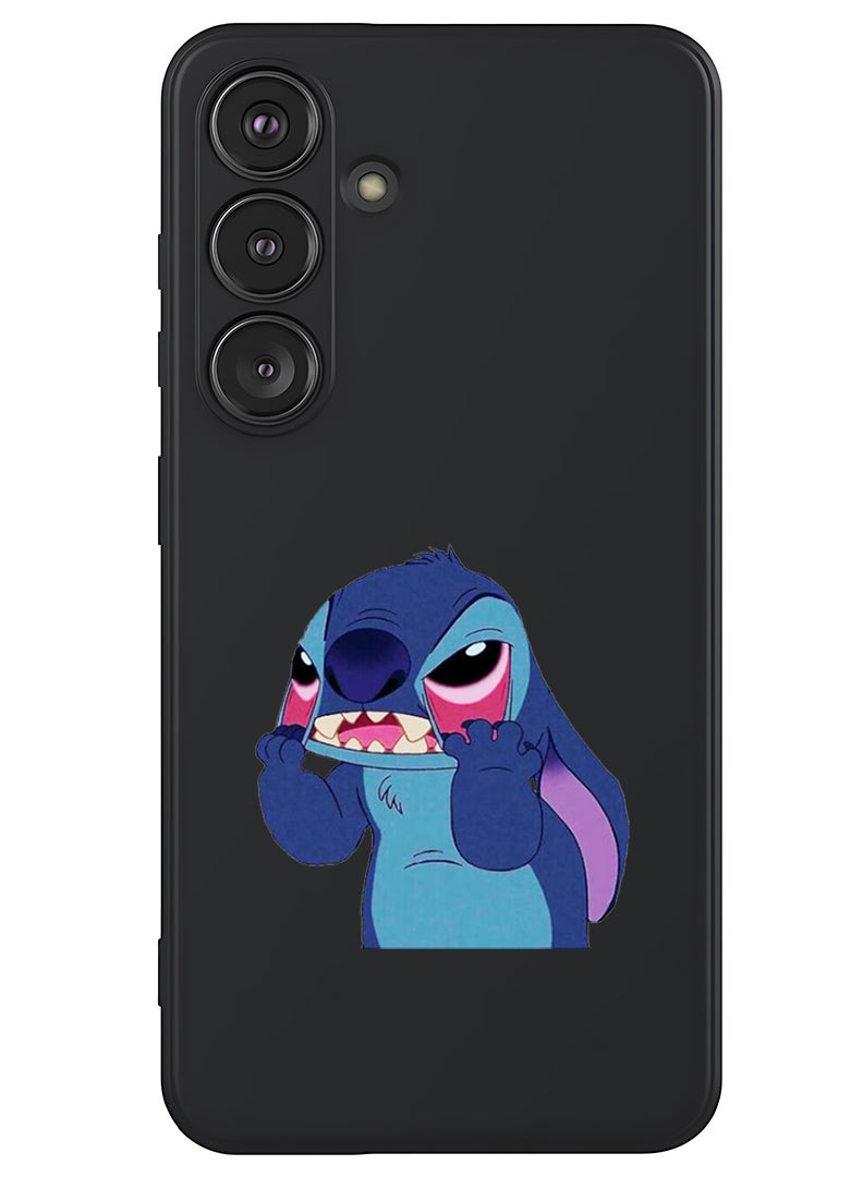 Theodor Protective Slim Fit Case Liquid Silicone Cover with Full Body Protection Anti-Scratch Shockproof Case For Samsung Galaxy S25 Plus (Black) - Stitch - Image 1