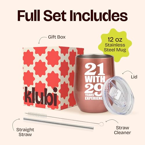 KLUBI 50th Birthday Gifts for Women Funny - 12 Ounce 21 with 29 years Experience Wine Glass 50th Birthday Gifts for Her, 50 Year Old Gift, 1975 Birthday Gifts For Women Turning 50 - Image 3