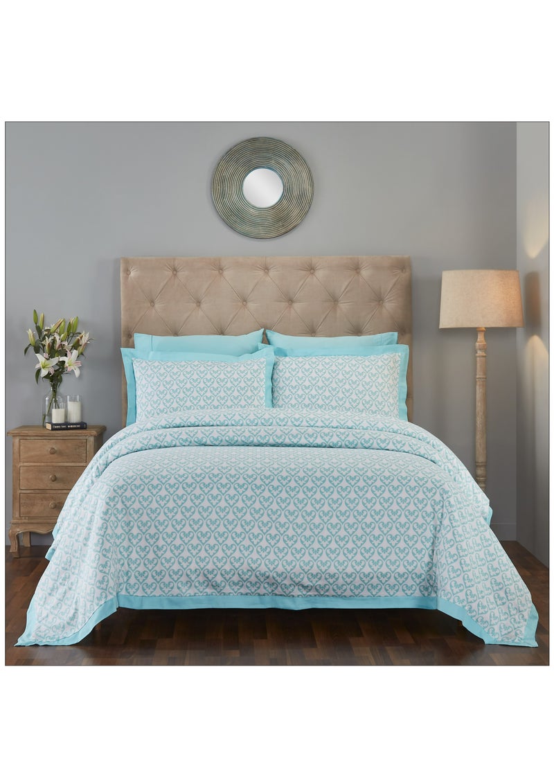 Donetella 6 Piece Cotton Duvet Cover Set Without Filler 300 Thread Count Pure Cotton Fabric King Size 260x240 cm Aqua Blue  - Image 1