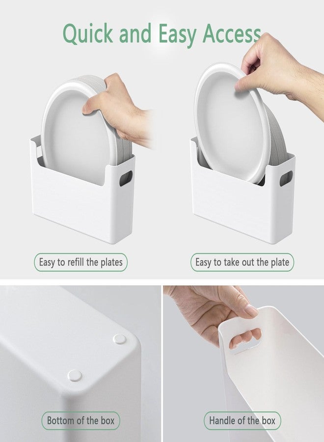 TOWARDFUN 2Pcs Paper Plate Dispenser for 6-9.5 Inch Disposable Plates, Space-Saving Plastic, Foam and Paper Plate Storage Organizer for Cabinet, Countertop, RV or Outdoor (White) - Image 4