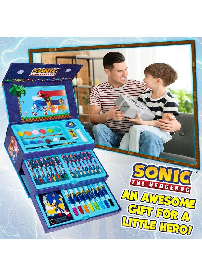 Sonic The Hedgehog أقلام تلوين سونيك القنفذ - مجموعة أدوات الرسم للأطفال - مجموعة مستلزمات المدرسة - مجموعة تلوين وطلاء - أقلام رسم للبنات - حقيبة سفر مع أقلام شمع - فنون وحرف للأطفال من 4-12 - Image 2