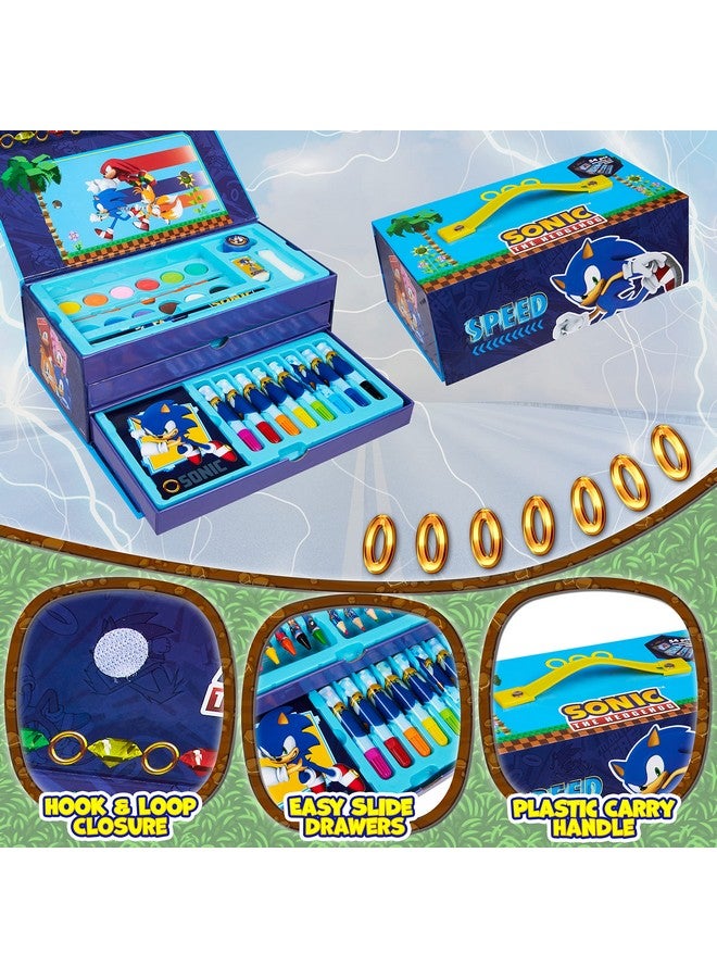 Sonic The Hedgehog أقلام تلوين سونيك القنفذ - مجموعة أدوات الرسم للأطفال - مجموعة مستلزمات المدرسة - مجموعة تلوين وطلاء - أقلام رسم للبنات - حقيبة سفر مع أقلام شمع - فنون وحرف للأطفال من 4-12 - Image 4