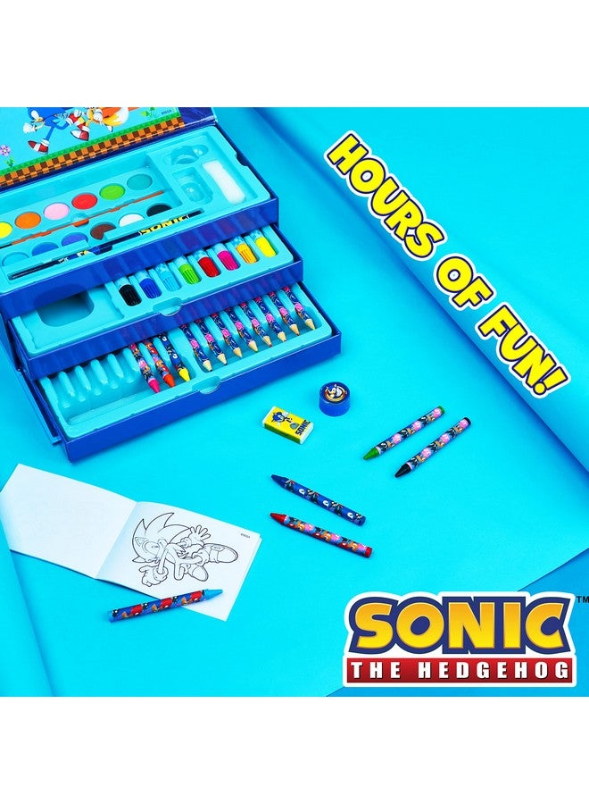 Sonic The Hedgehog أقلام تلوين سونيك القنفذ - مجموعة أدوات الرسم للأطفال - مجموعة مستلزمات المدرسة - مجموعة تلوين وطلاء - أقلام رسم للبنات - حقيبة سفر مع أقلام شمع - فنون وحرف للأطفال من 4-12 - Image 3