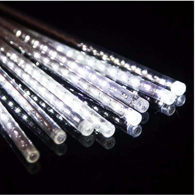 Litehom Litehom Rain Drop Lights LED Meteor Shower Lights 118 inch 8 Tubes 192leds Icicle Falling Lights for Diwali Lights for Decoration for Home Xmas Tree Christmas Decoration Outdoor CoolWhite  - Image 2