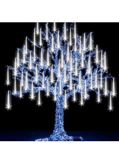 Litehom Litehom Rain Drop Lights LED Meteor Shower Lights 118 inch 8 Tubes 192leds Icicle Falling Lights for Diwali Lights for Decoration for Home Xmas Tree Christmas Decoration Outdoor CoolWhite  - Image 1