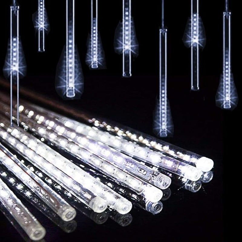 Litehom Litehom Rain Drop Lights LED Meteor Shower Lights 118 inch 8 Tubes 192leds Icicle Falling Lights for Diwali Lights for Decoration for Home Xmas Tree Christmas Decoration Outdoor CoolWhite  - Image 4