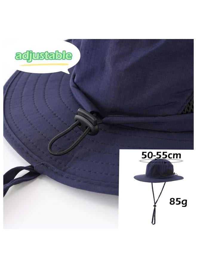 LLmoway Kids Hiking Hat Wide Brim Sun Hat with UV Protection Lightweight Summer Beach Hat Fishing Hats Quick Dry Navy Blue - Image 5