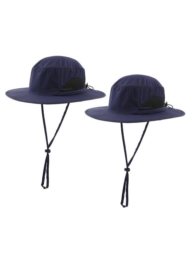 LLmoway Kids Hiking Hat Wide Brim Sun Hat with UV Protection Lightweight Summer Beach Hat Fishing Hats Quick Dry Navy Blue - Image 1