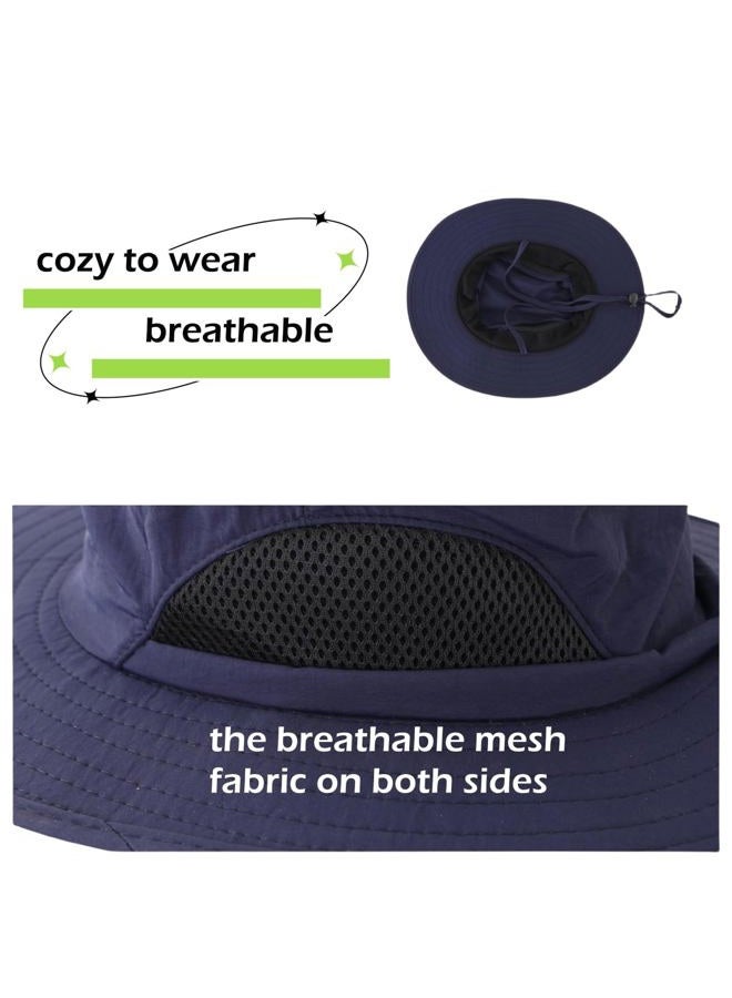 LLmoway Kids Hiking Hat Wide Brim Sun Hat with UV Protection Lightweight Summer Beach Hat Fishing Hats Quick Dry Navy Blue - Image 4