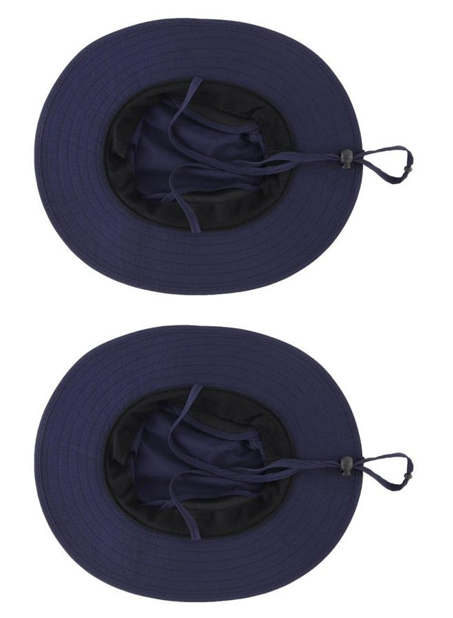 LLmoway Kids Hiking Hat Wide Brim Sun Hat with UV Protection Lightweight Summer Beach Hat Fishing Hats Quick Dry Navy Blue - Image 2
