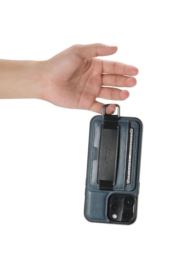 Suteni Case For iPhone 15 Pro Max H13 Card Wallet Wrist Strap Holder PU Phone Case - Image 3