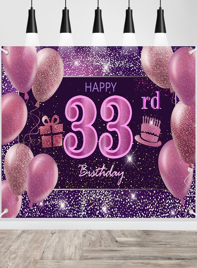 IMISI 33rd Birthday Decorations for Girls IMISI Happy Birthday Banner Pink Decorations for A Party Birthday Backdrop for Women - Image 2