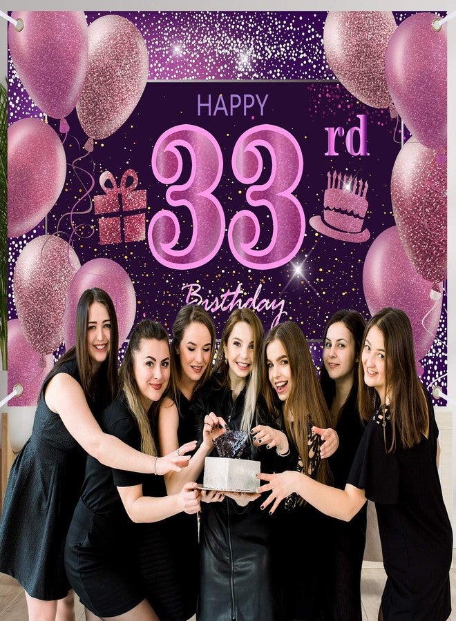 IMISI 33rd Birthday Decorations for Girls IMISI Happy Birthday Banner Pink Decorations for A Party Birthday Backdrop for Women - Image 4