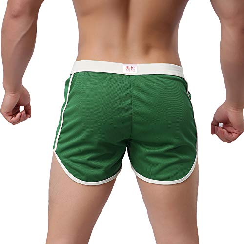 Rexcyril Men's Running Workout Bodybuilding Gym Shorts Athletic Sports Casual Short Pants Medium Green - Image 4