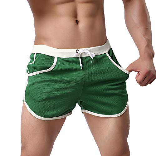 Rexcyril Men's Running Workout Bodybuilding Gym Shorts Athletic Sports Casual Short Pants Medium Green - Image 1