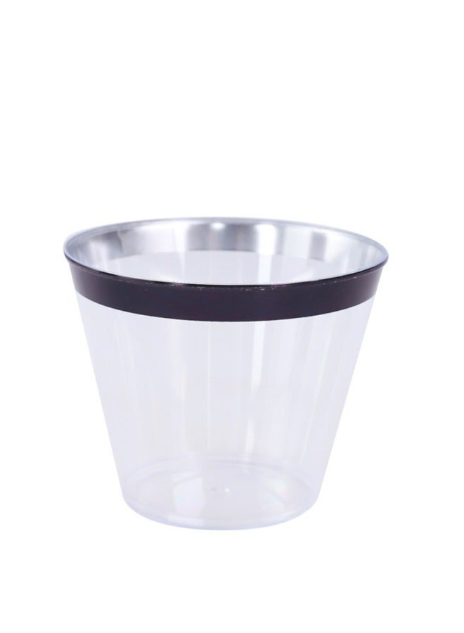 9OZ Bronzing Color Plastic Cup Disposable Wine Cup Western Food Cup Drinking Utensil Cup-Color:Blue Powder Blue Edge 270ML-Capacity:270ML—300ML  - Image 2