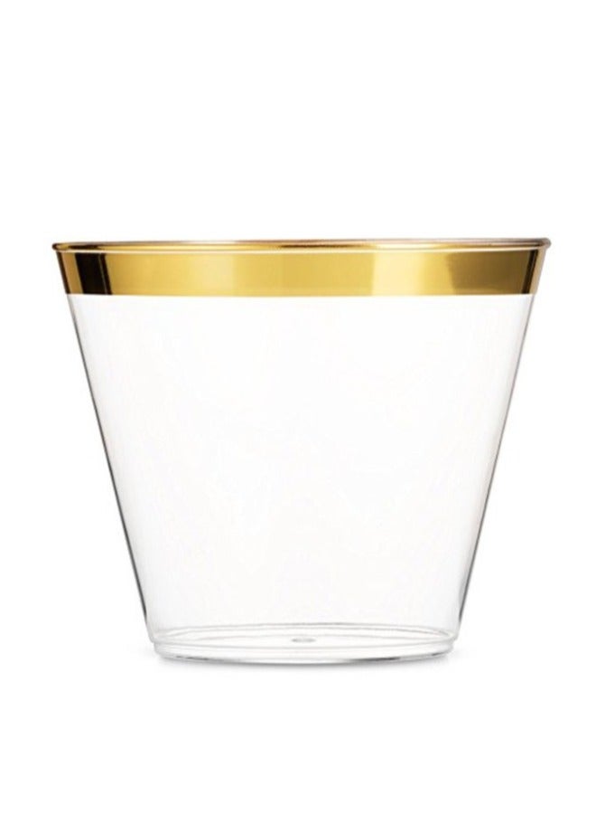 9OZ Bronzing Color Plastic Cup Disposable Wine Cup Western Food Cup Drinking Utensil Cup-Color:Blue Powder Blue Edge 270ML-Capacity:270ML—300ML  - Image 5