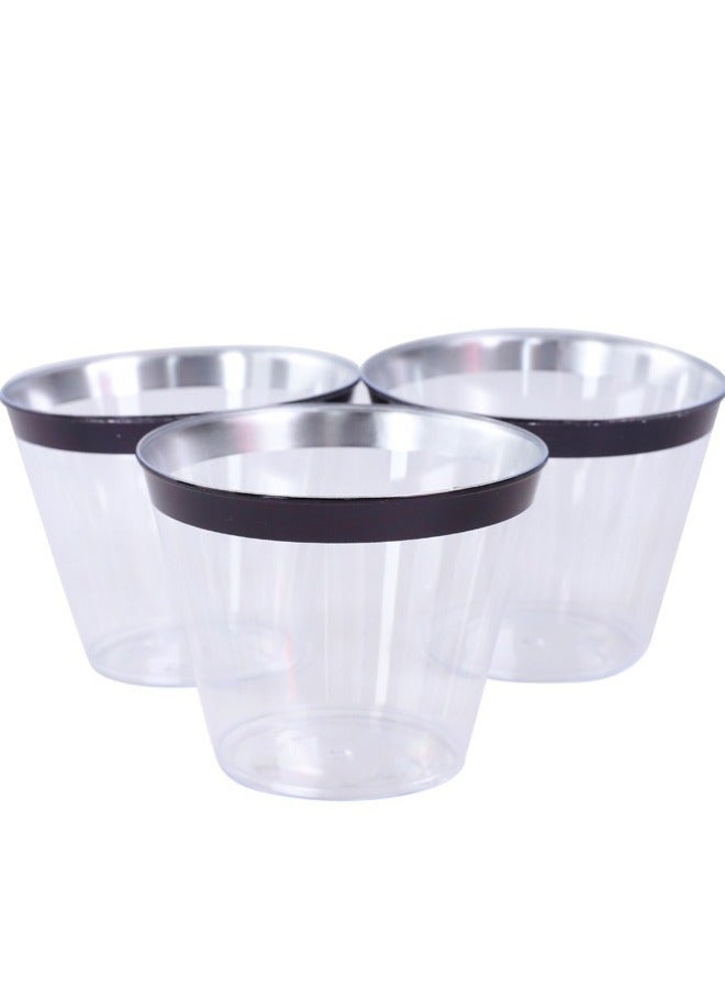 9OZ Bronzing Color Plastic Cup Disposable Wine Cup Western Food Cup Drinking Utensil Cup-Color:Blue Powder Blue Edge 270ML-Capacity:270ML—300ML  - Image 4