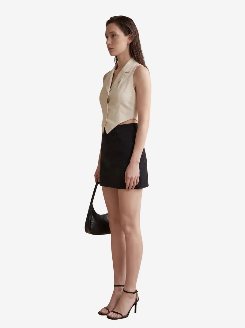 My Fashion Cream Natural MY FASHION Sleeveless Buttoned Waistcoat with Back Detail for Women | Best Price UAE