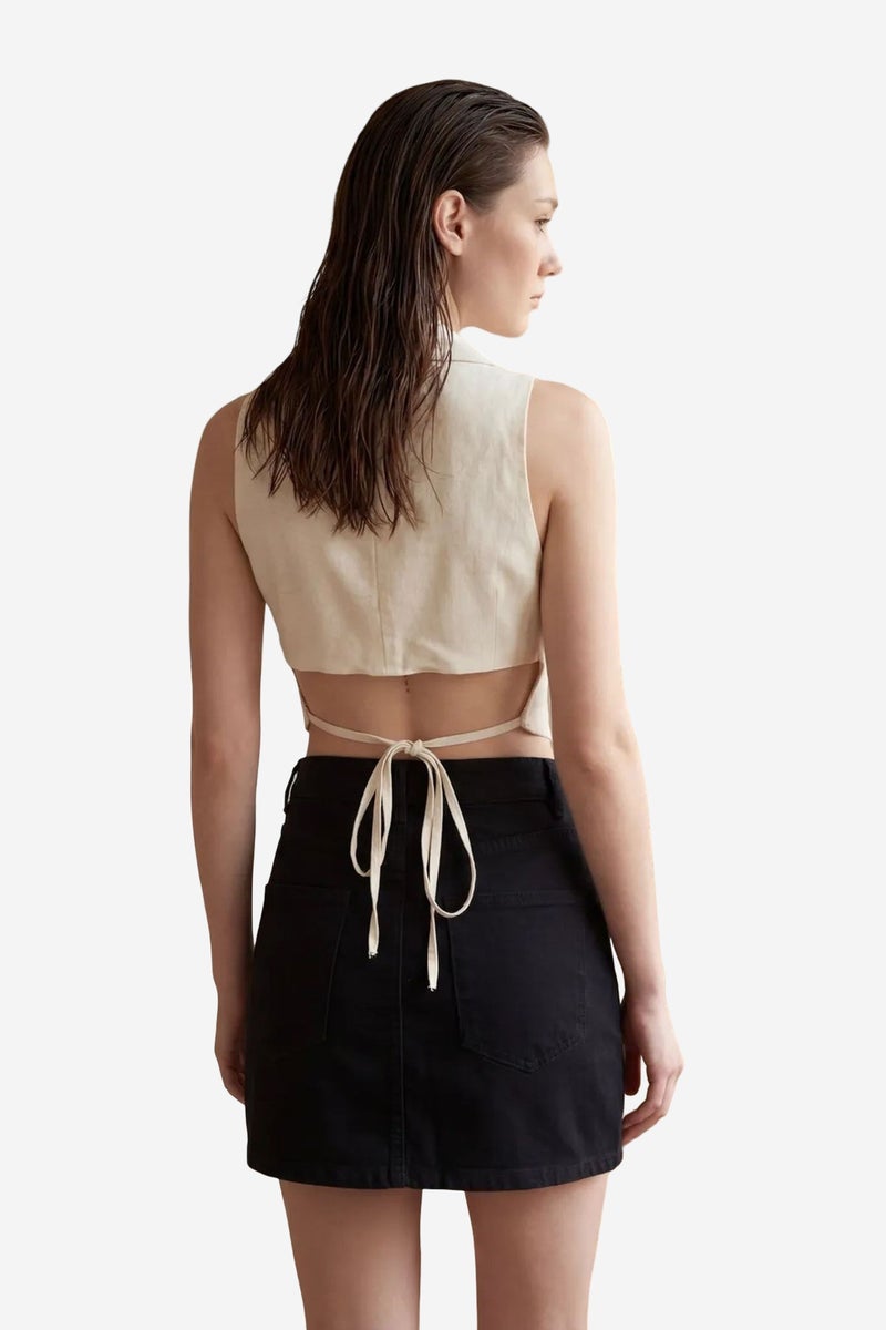 MY FASHION Sleeveless Buttoned Waistcoat with Back Detail - Image 5