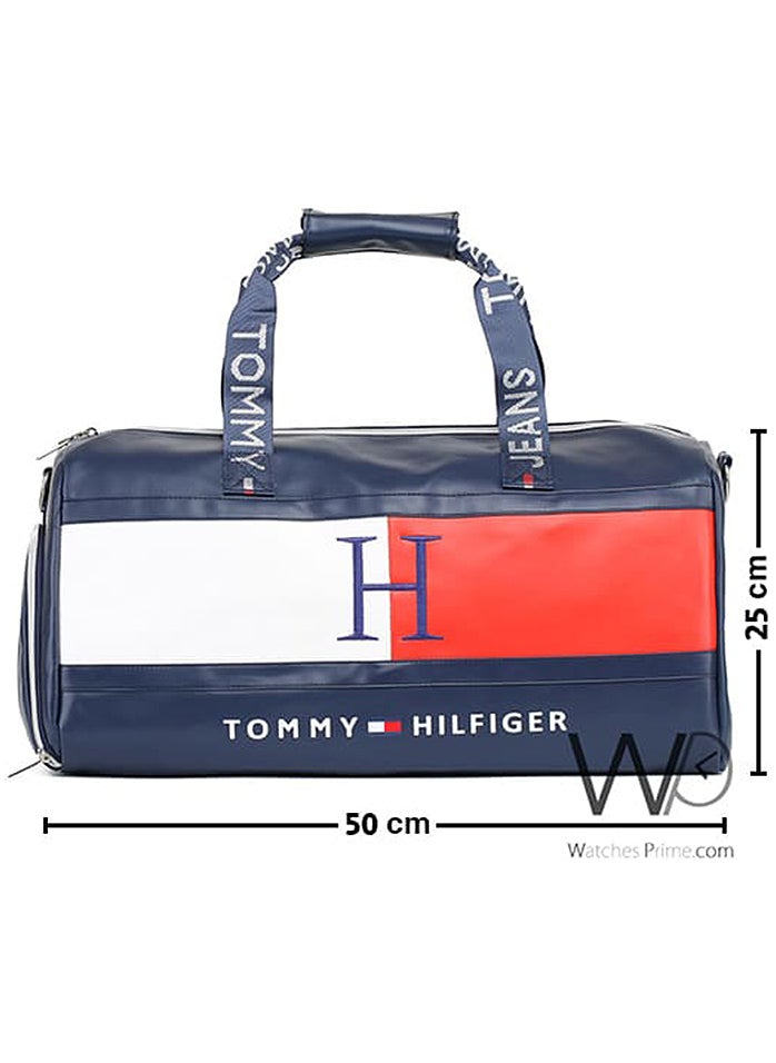 Tommy Hilfiger Plus - Tommy Hilfiger Navy , White , and Red Leather Gym Duffle Men Bag - Image 1