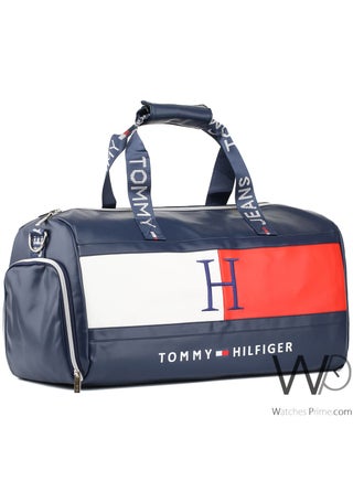 Tommy Hilfiger Navy , White , and Red Leather Gym Duffle Men Bag - pzsku/Z3D54B66E9076054C0A54Z/45/1744596415/dec0f96a-486f-497a-b1ec-b85910a21876