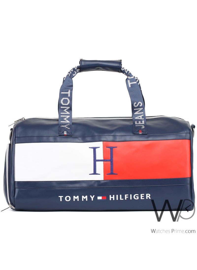 Tommy Hilfiger Plus - Tommy Hilfiger Navy , White , and Red Leather Gym Duffle Men Bag - Image 1
