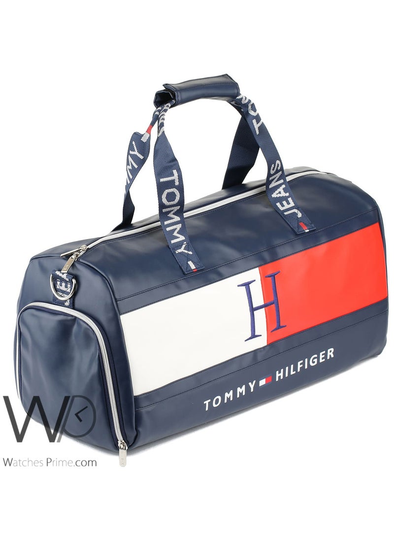 Tommy Hilfiger Plus - Tommy Hilfiger Navy , White , and Red Leather Gym Duffle Men Bag - Image 1