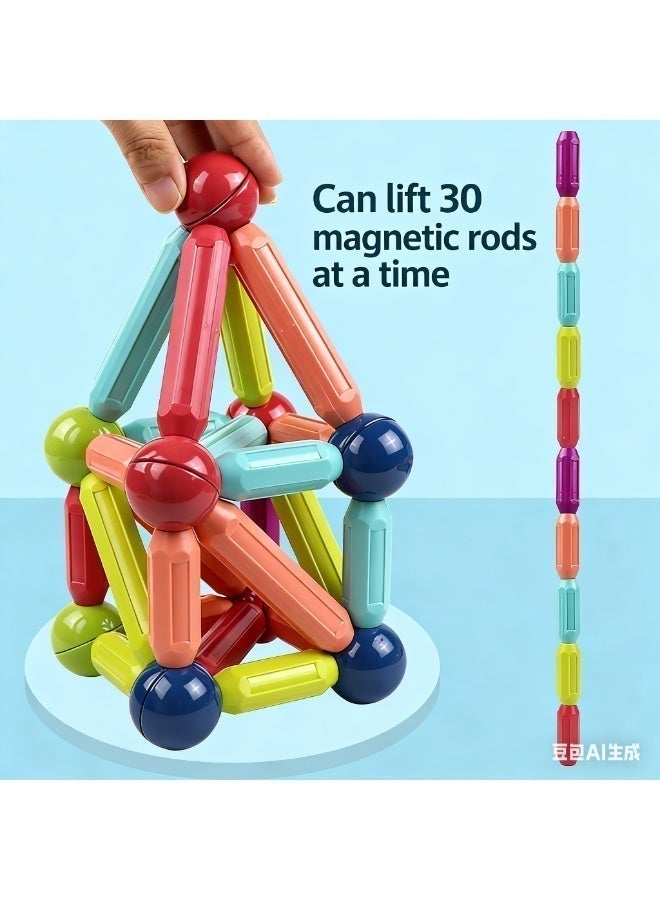 bbet 64 PCS Magnetic Building Sticks Set | 3D Magnet Construction Toys for Kids | STEM Montessori Educational Blocks | Safe Colorful DIY Puzzle Gift for Boys Girls Age 3+ - Image 4