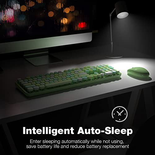 GEEZER Wireless Keyboard and Mouse Combo - GEEZER Olive Green Full-Sized Colorful Keyboard 104 Keys - USB 2.4 G Receiver Plug and Play with Round Keycap Typewriter Keyboards, for Windows, PC, Laptop, Desktop - Image 3