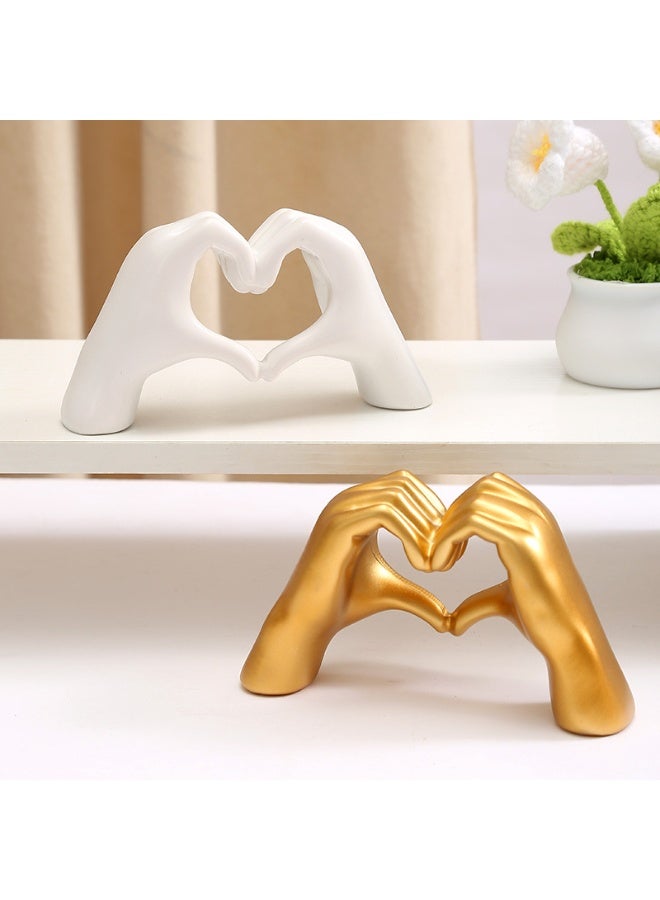 White Two-Handed Heart-Shaped Resin Ornament Home Accessories Desktop Decoration Ornaments - Image 2
